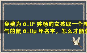 免费为 💮 姓杨的女孩取一个洋气的鼠 🐵 年名字，怎么才能获得高分